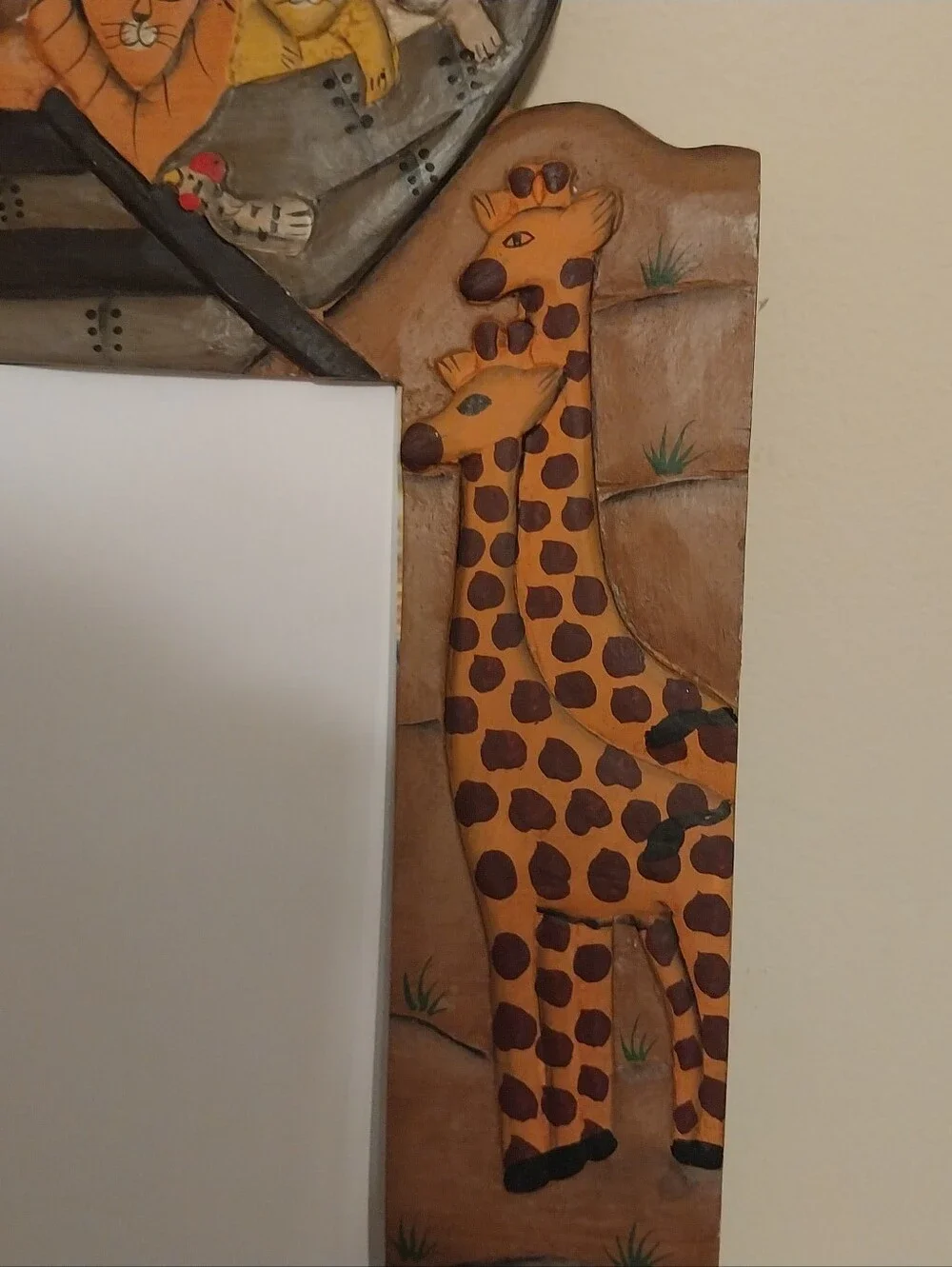 Wooden Noah's Ark Themed Wall Mirror in Multicolor